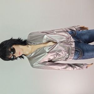 A'GACI Silver Metallic crew Jacket Size S